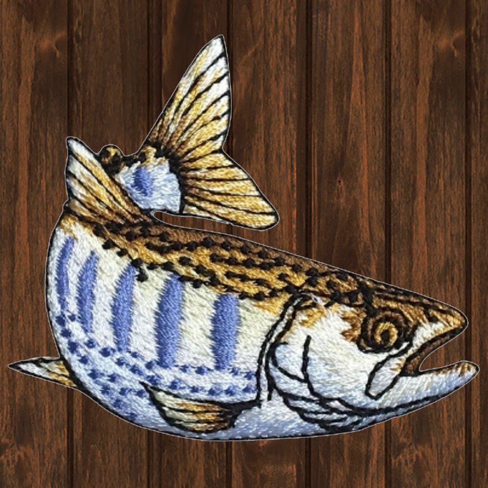 Eat, Sleep, Go Fishing - Oval Logo With Striped Bass Fish - Embroidered Iron  On Or Sew On Patch : : Home