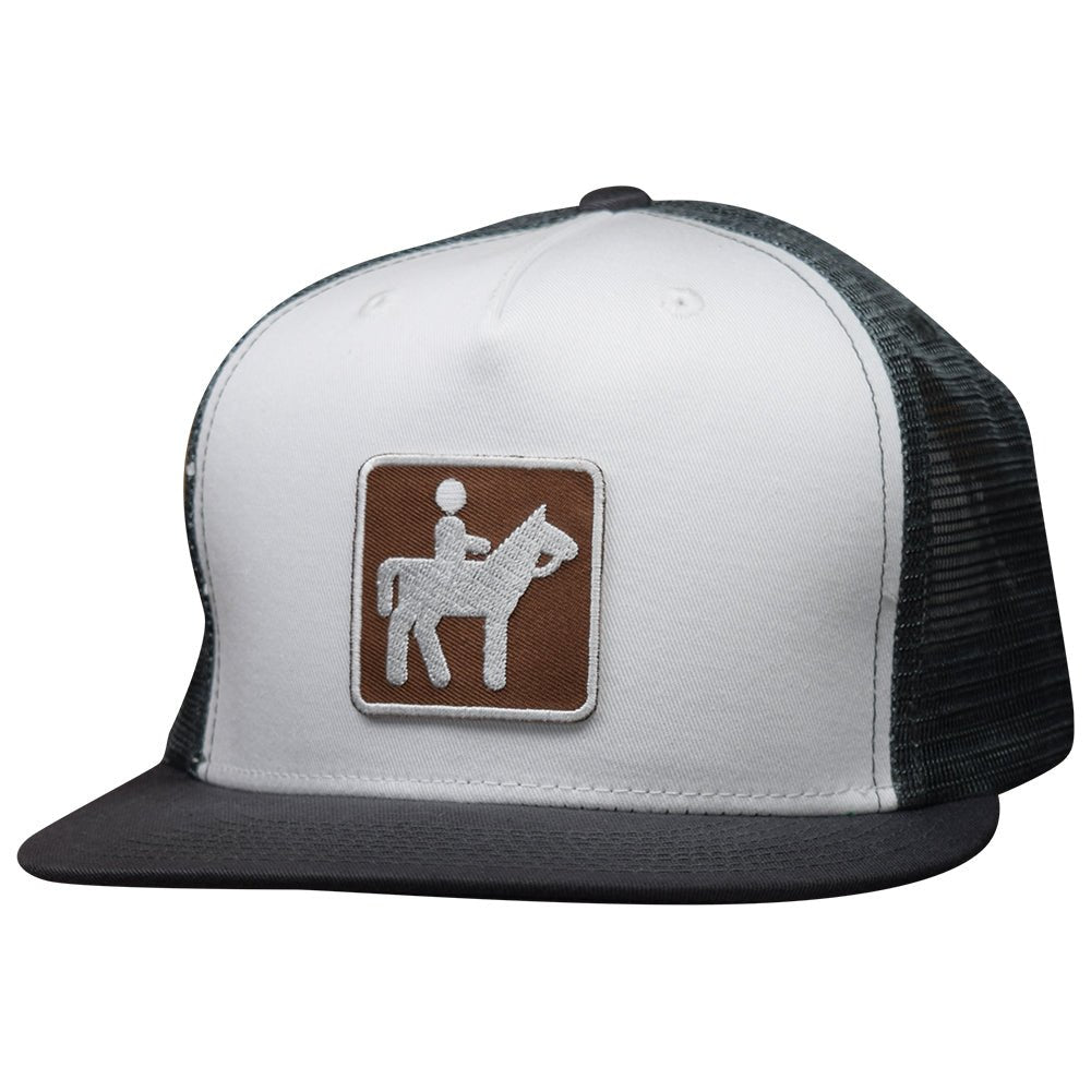 Horseback Riding Trucker Hat - Gray & White, Horse Equestrian Cap – Paddy's  Patches