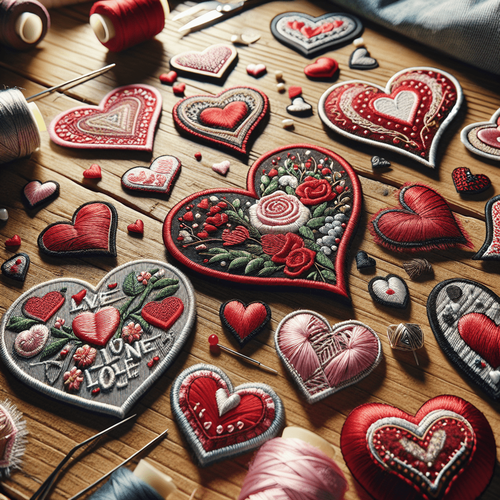 Iron on heart shaped Valentines patches