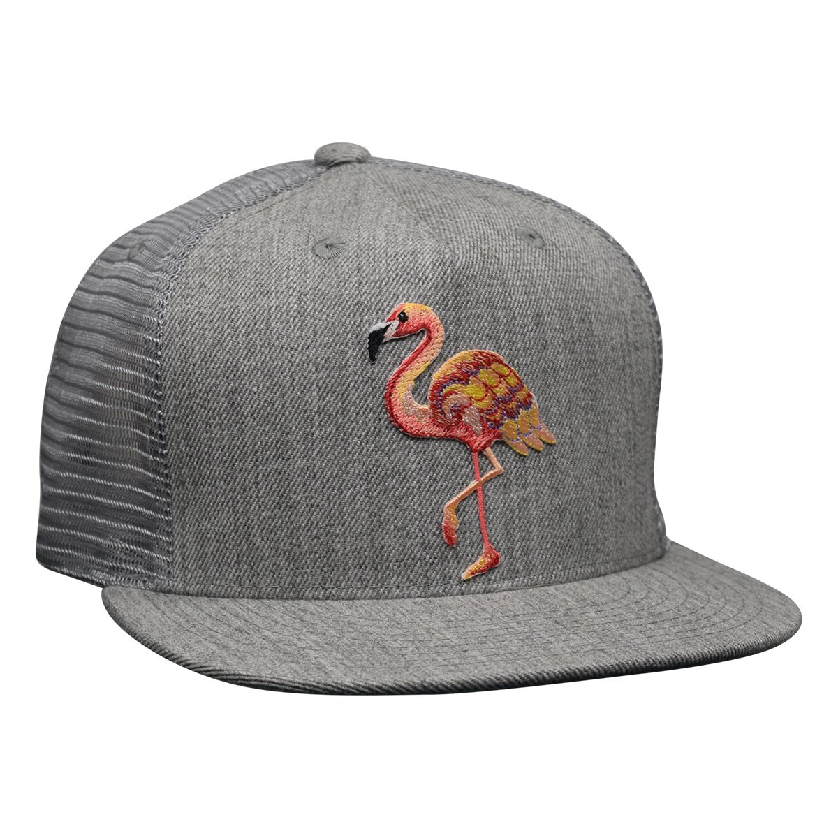 Pink Flamingo Trucker Hat by LET'S BE IRIE - Heather Gray Snapback - Let's Be Irie™