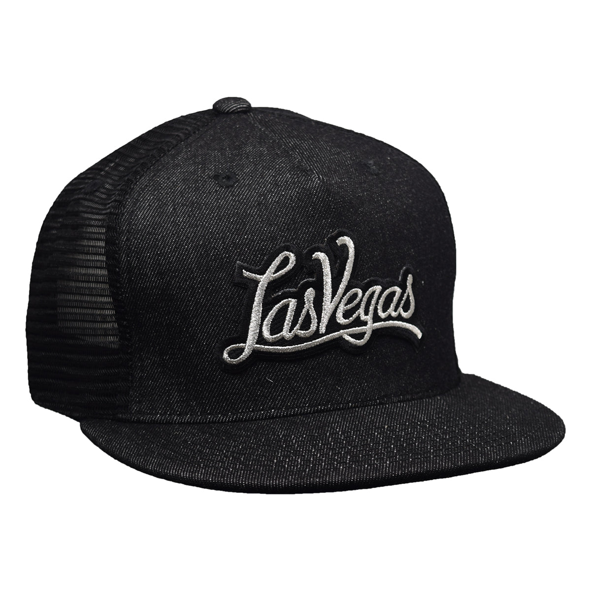 Las Vegas Trucker Hat by LET'S BE IRIE - Black Denim Snapback - Let's Be Irie™