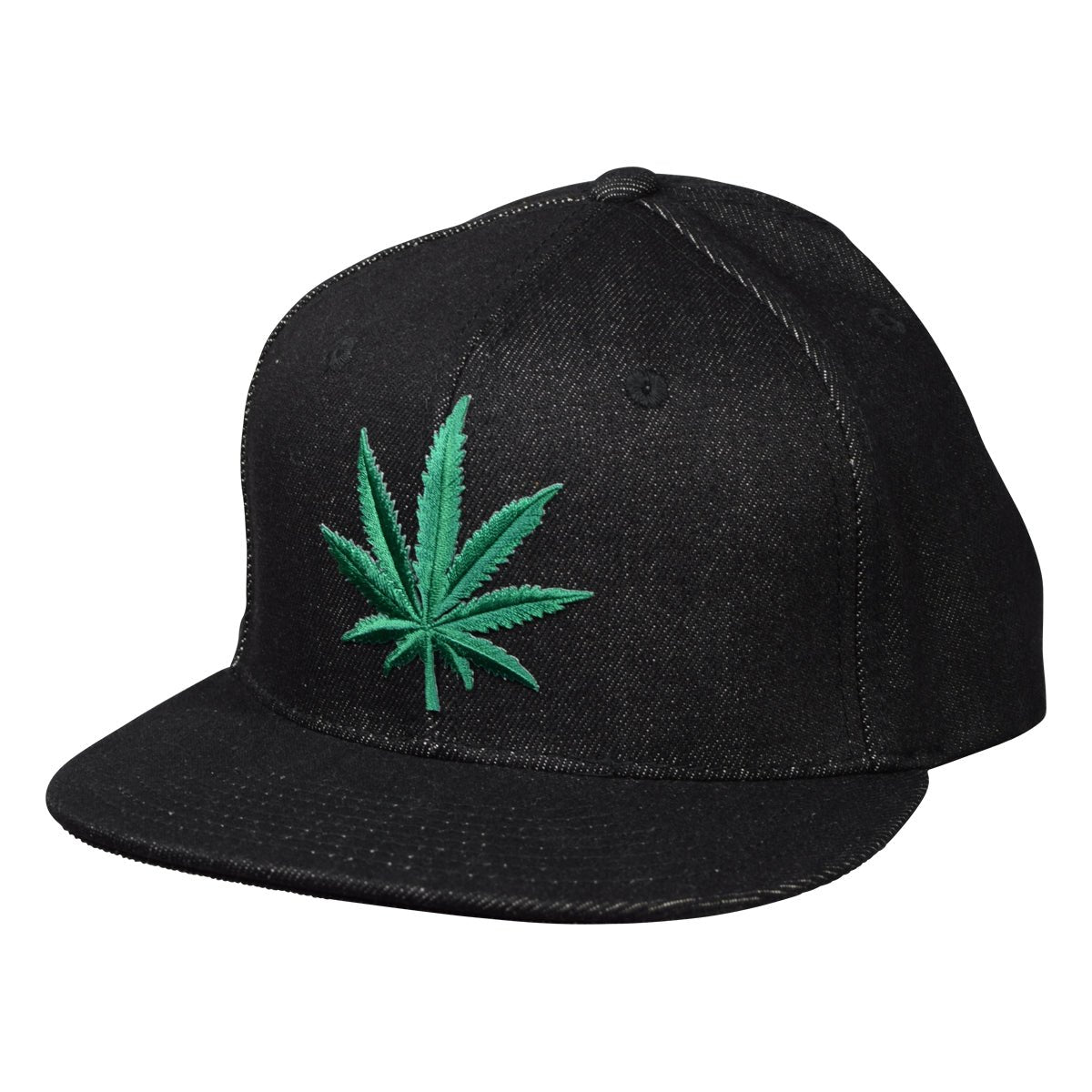 Cannabis Snapback by LET'S BE IRIE - Black Denim - Let's Be Irie™