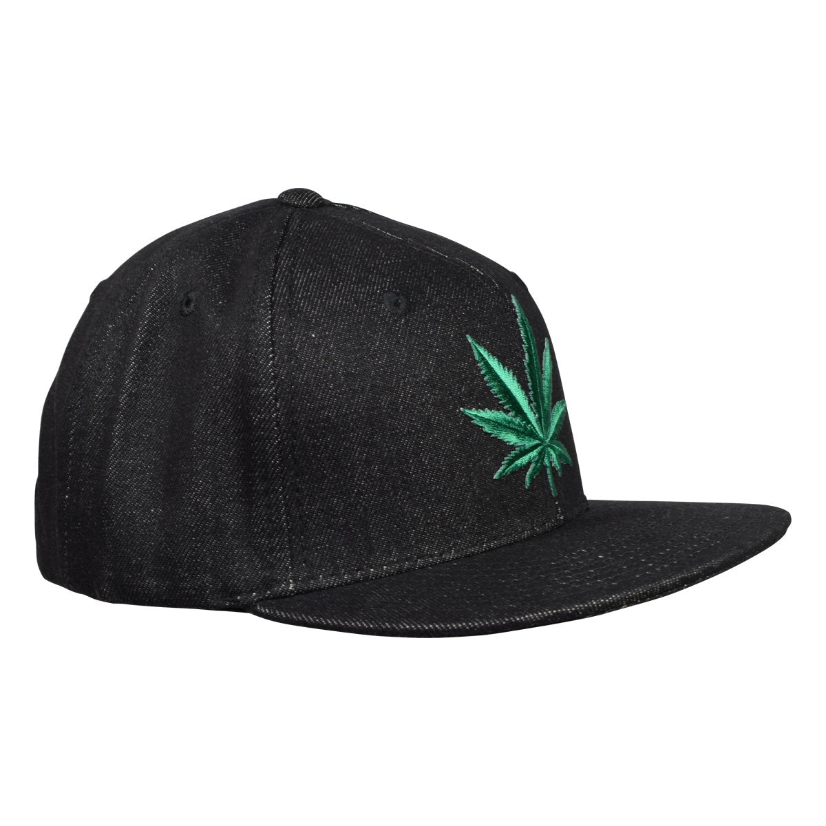 Cannabis Snapback by LET'S BE IRIE - Black Denim - Let's Be Irie™