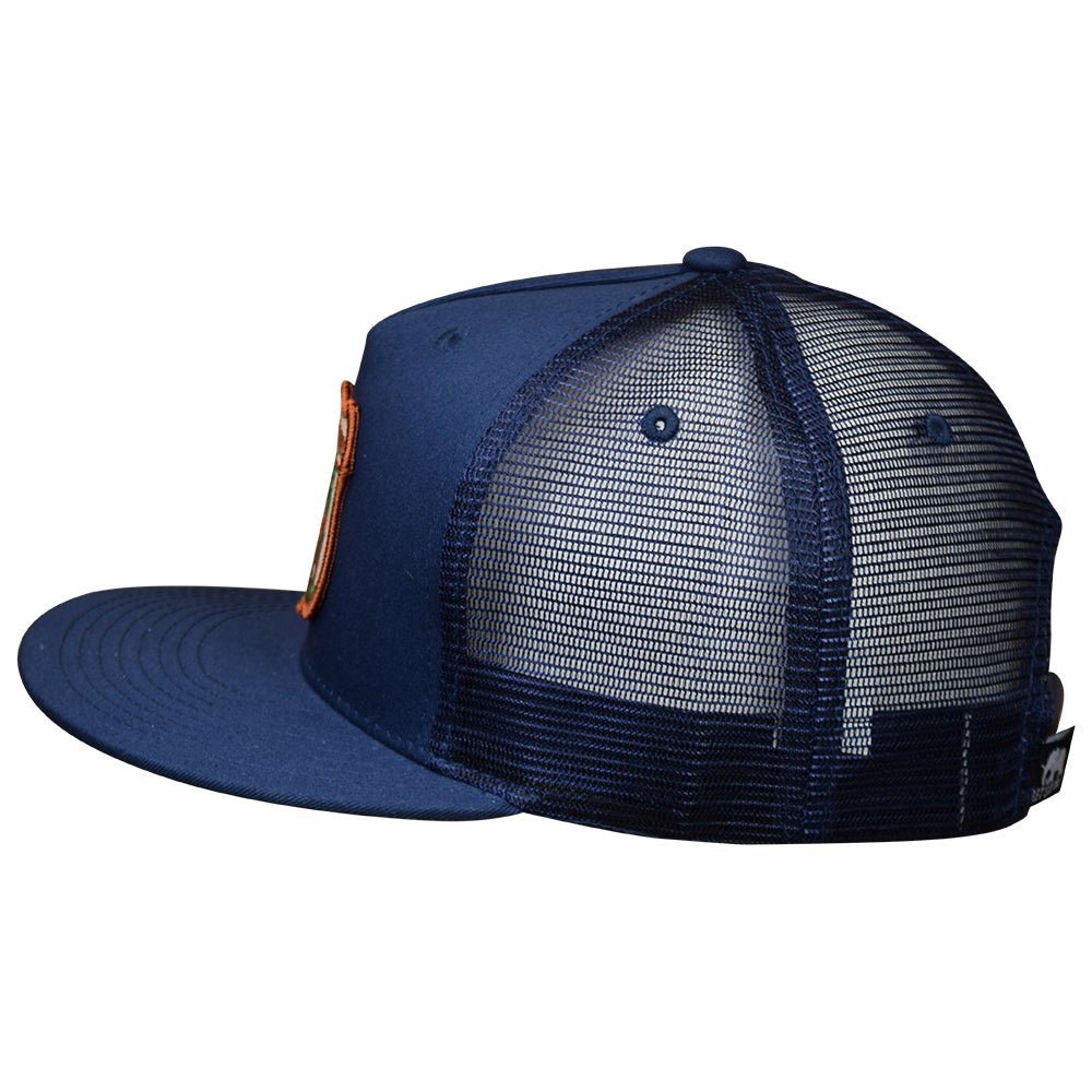 California Highway 101 Trucker Hat - Redwood Trees, Navy Blue CA Snapback Cap - Paddy's Patches