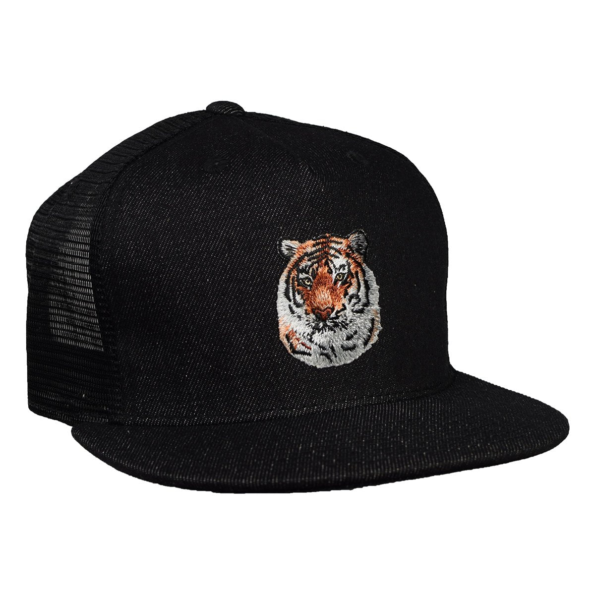 Tiger Trucker Hat by LET'S BE IRIE - Black Denim - Let's Be Irie™