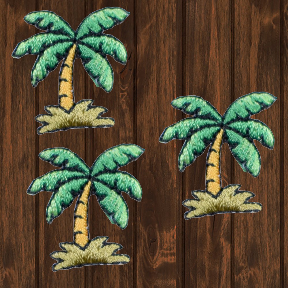 embroidered iron on sew on patch 3 pack palm tree