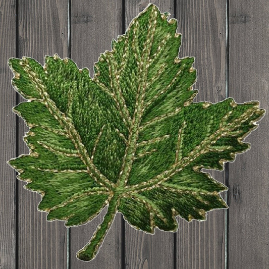 embroidered iron on sew on patch Fall Maple Green Leaf