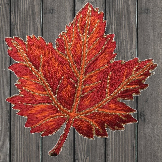 embroidered iron on sew on patch Fall Maple Red Leaf