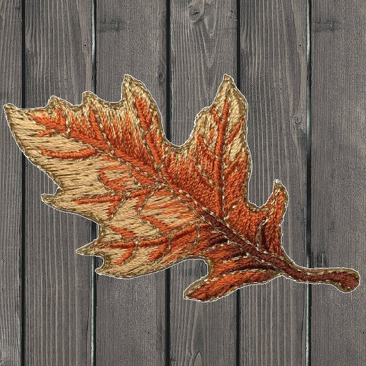 embroidered iron on sew on patch Fall Maple Thin Orange Leaf 1