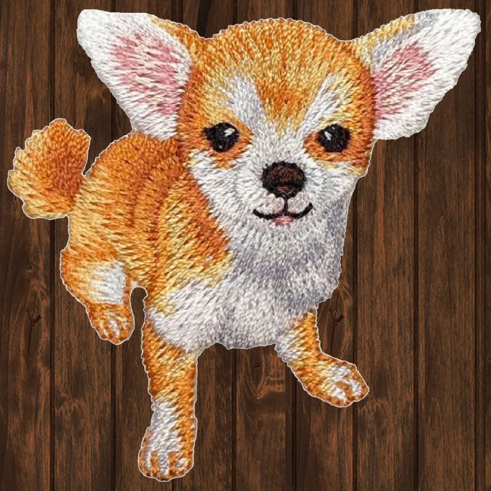 embroidered iron on sew on patch Light Brown Chihuahua