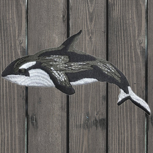 embroidered iron on sew on patch Orca