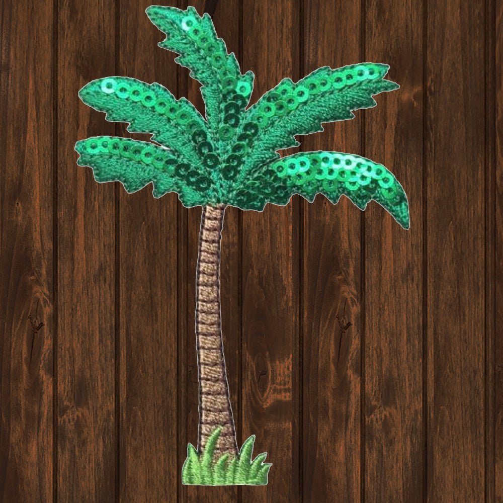 embroidered iron on sew on patch Palm Tree Sequins RL