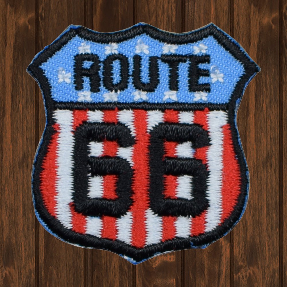 embroidered iron on sew on patch american flag route 66