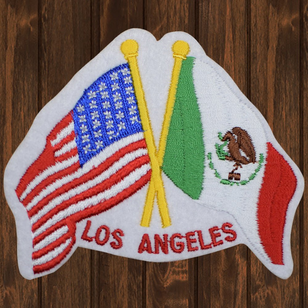 embroidered iron on sew on patch american mexico flag los angeles