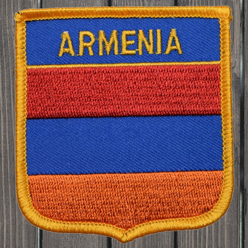 embroidered iron on sew on patch armenia shield