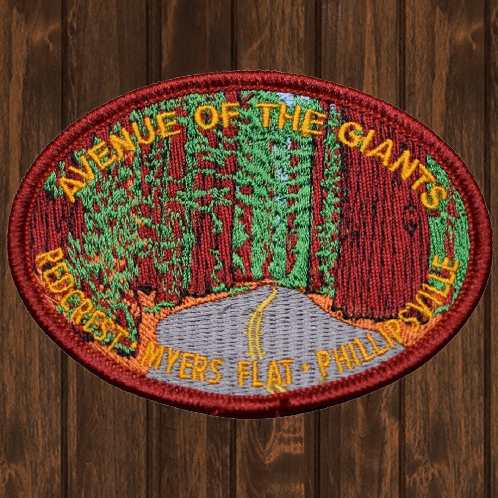 embroidered iron on sew on patch avenue of the giants redcrest myers flat