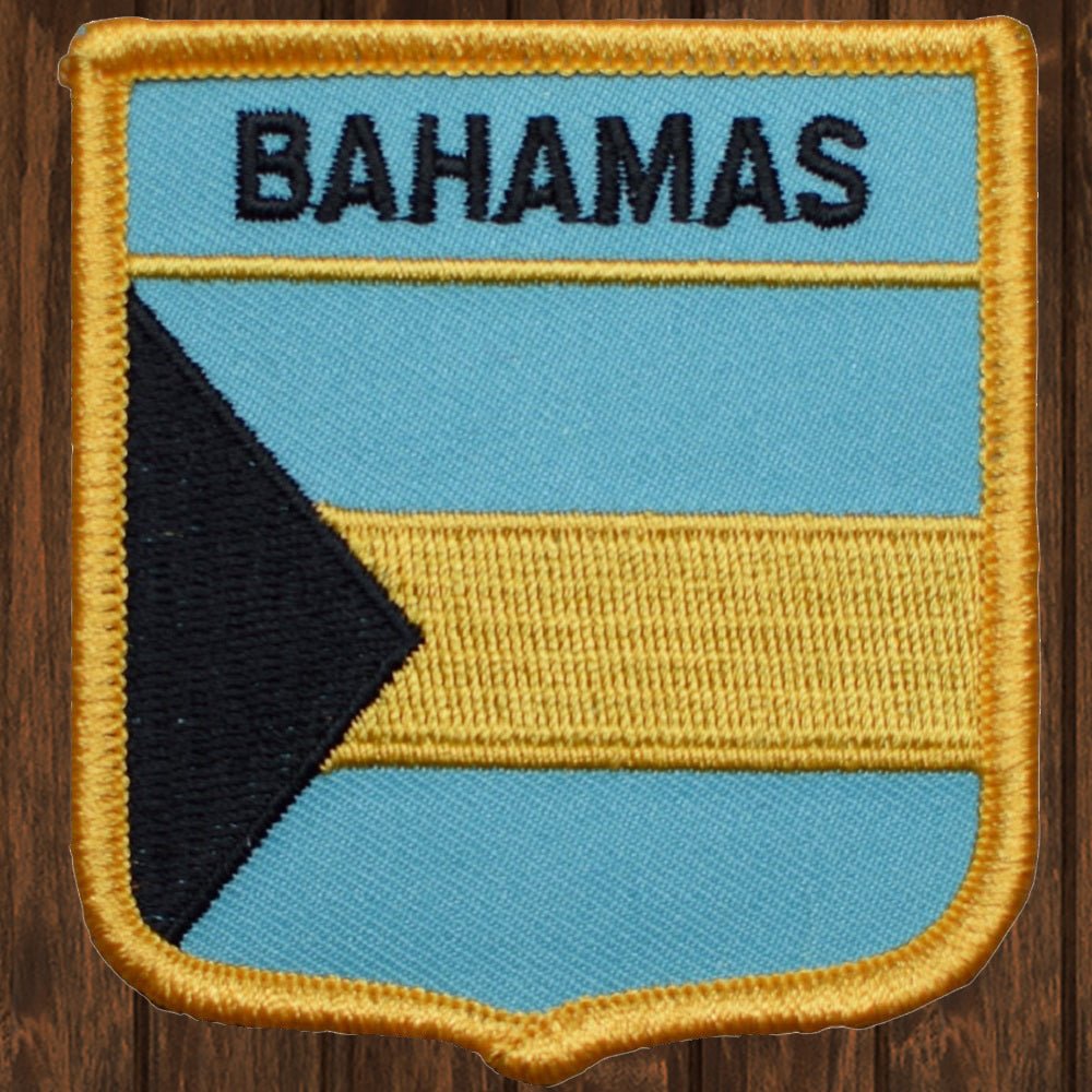 embroidered iron on sew on patch bahamas shield