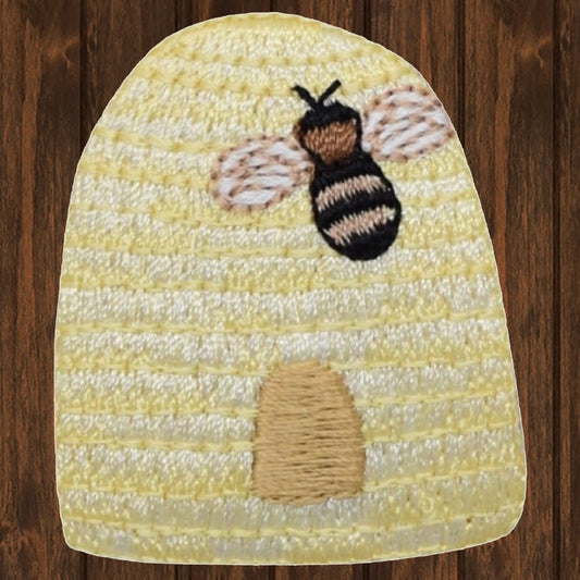 embroidered iron on sew on patch bee hive