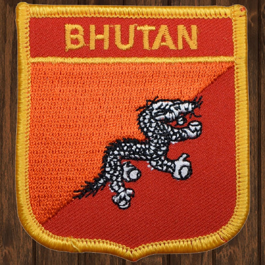 embroidered iron on sew on patch bhutan shield