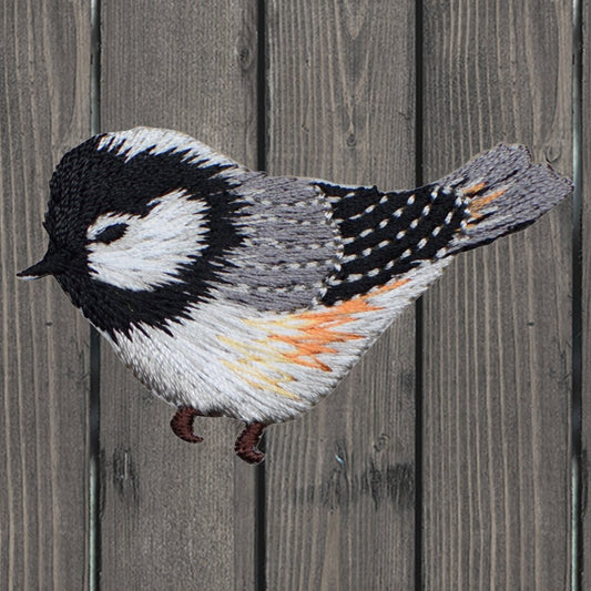 embroidered iron on sew on patch bird chickadee