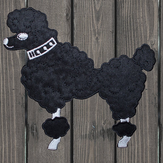 embroidered iron on sew on patch black poodle 2