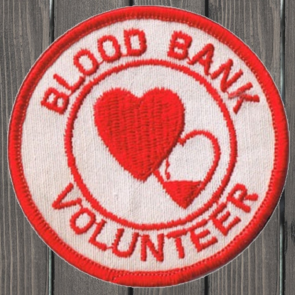 embroidered iron on sew on patch blood bank