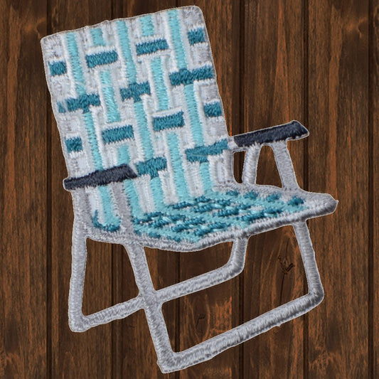 embroidered iron on sew on patch blue green lawn chair