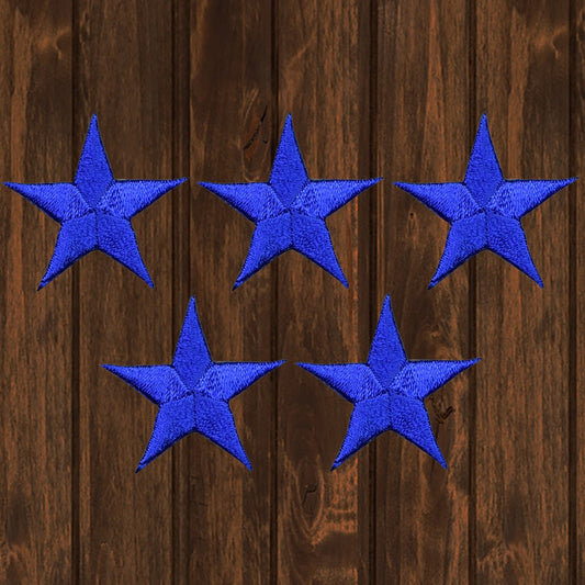 embroidered iron on sew on patch royal blue stars 5 pack