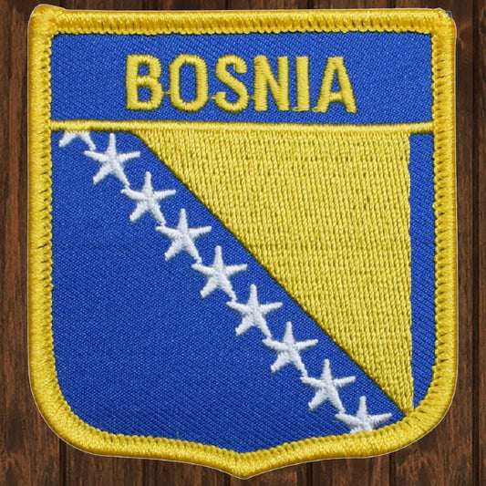 embroidered iron on sew on patch bosnia shield