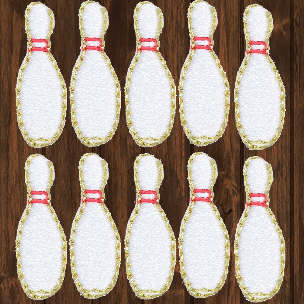 embroidered iron on sew on patch bowling pins 2