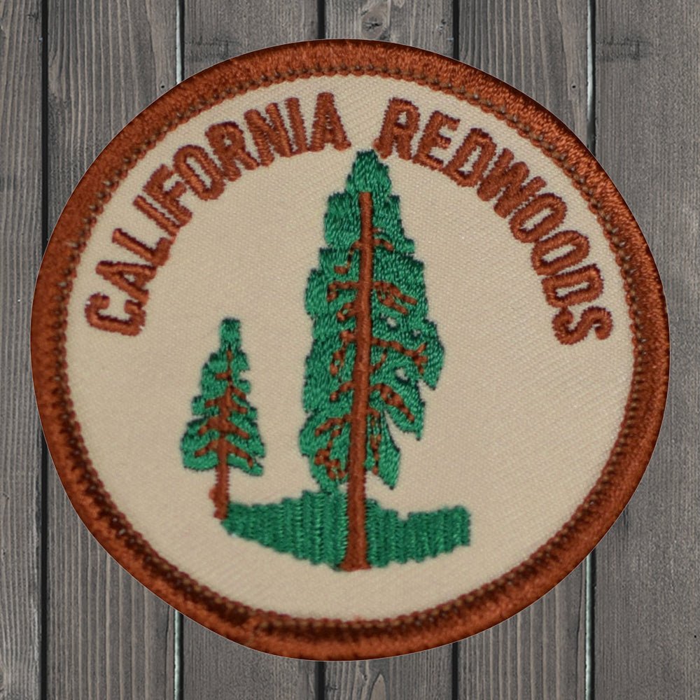 embroidered iron on sew on patch brown california redwoods