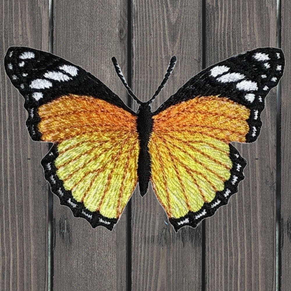 embroidered iron on sew on patch butterfly yellow orange