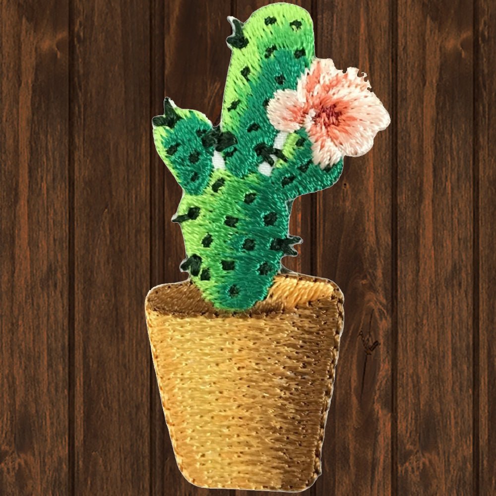 embroidered iron on sew on patch cactus flower