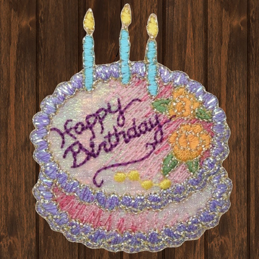 embroidered iron on sew on patch cake happy birthday