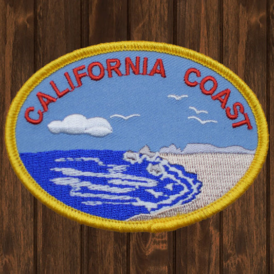 embroidered iron on sew on patch california coast ocean