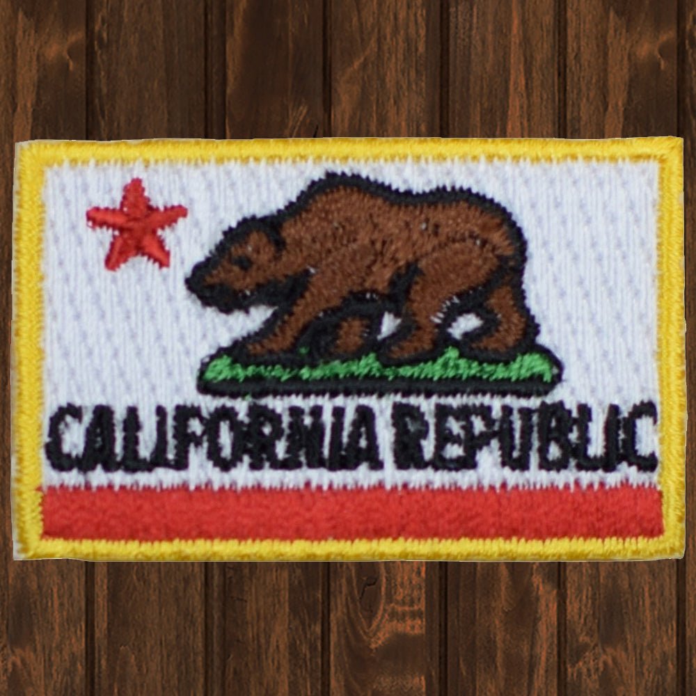 embroidered iron on sew on patch california republic bear white red