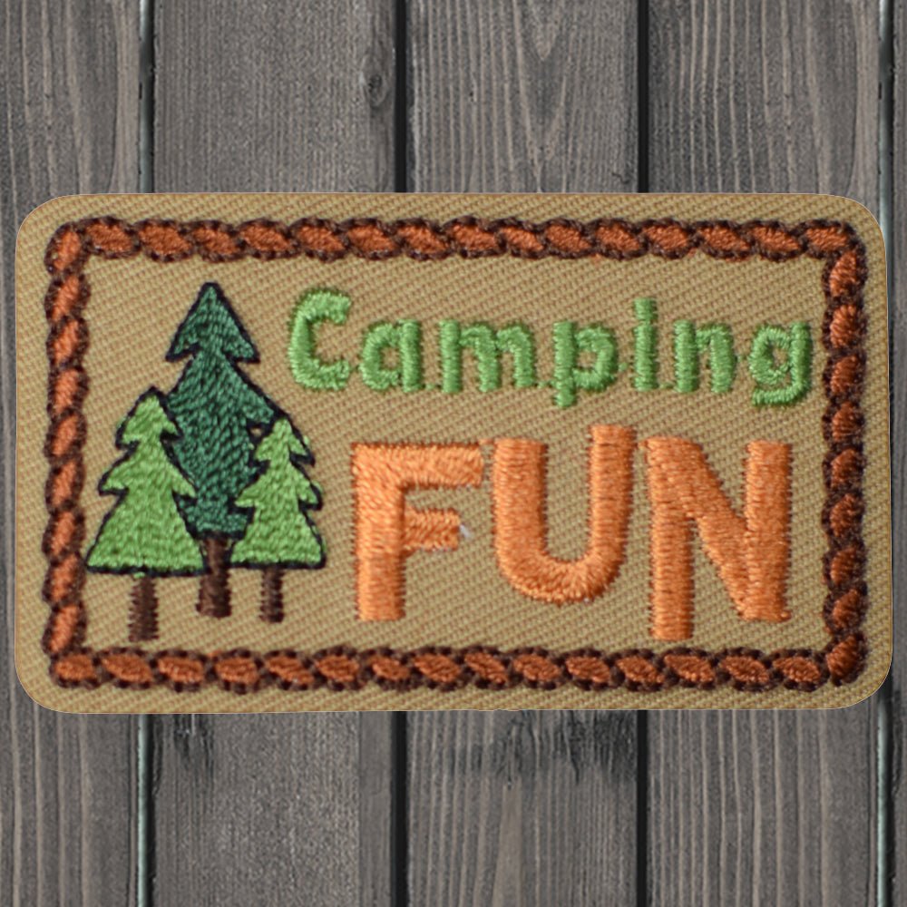 embroidered iron on sew on patch camping fun new