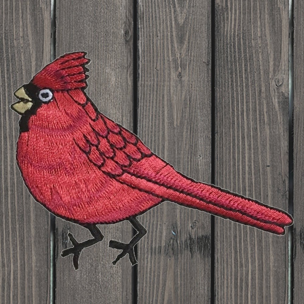 embroidered iron on sew on patch cardinal male bird left