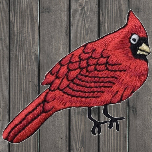 embroidered iron on sew on patch cardinal male bird right