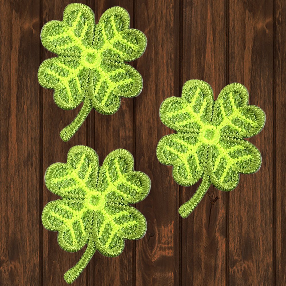 embroidered iron on sew on patch clover green three