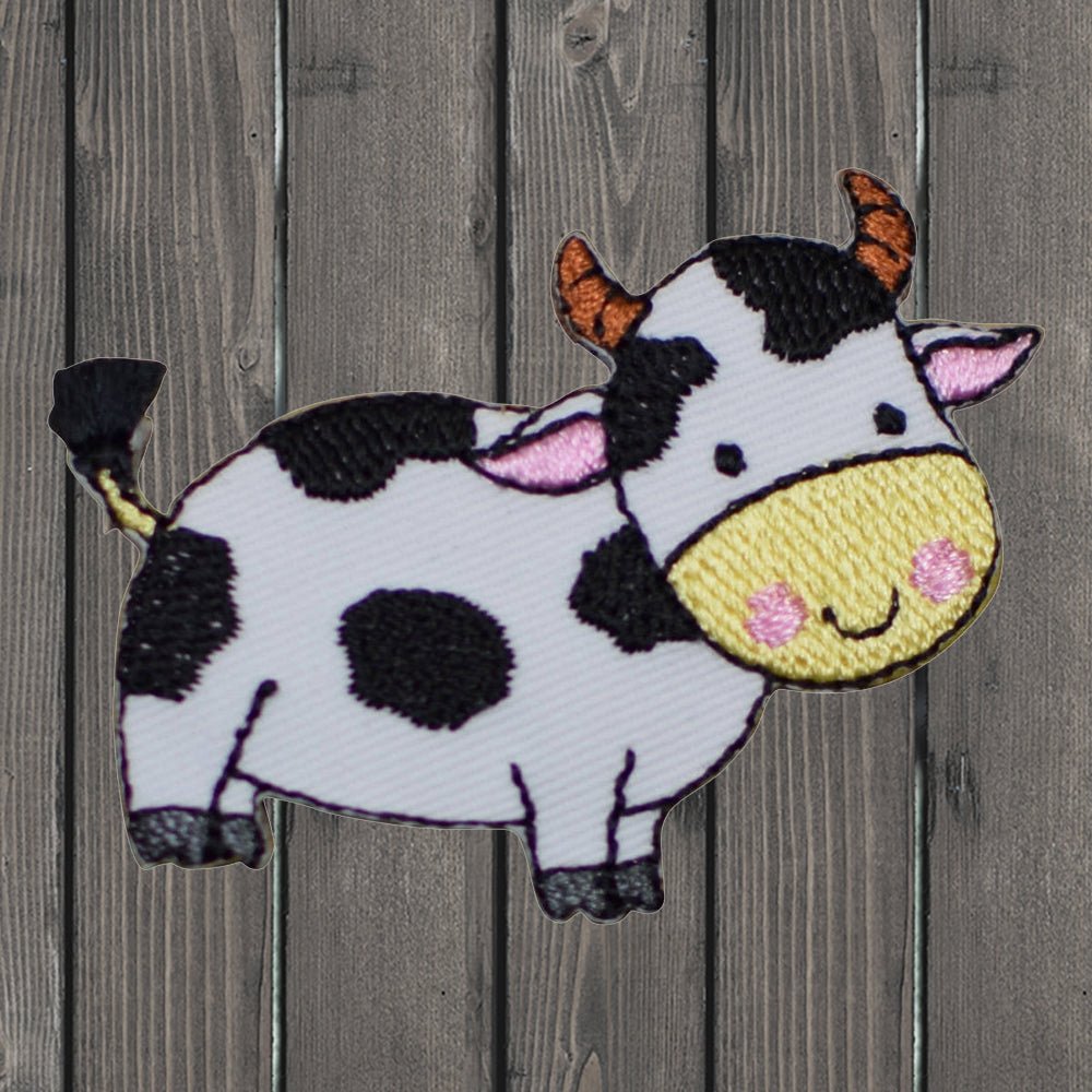 embroidered iron on sew on patch cow black white