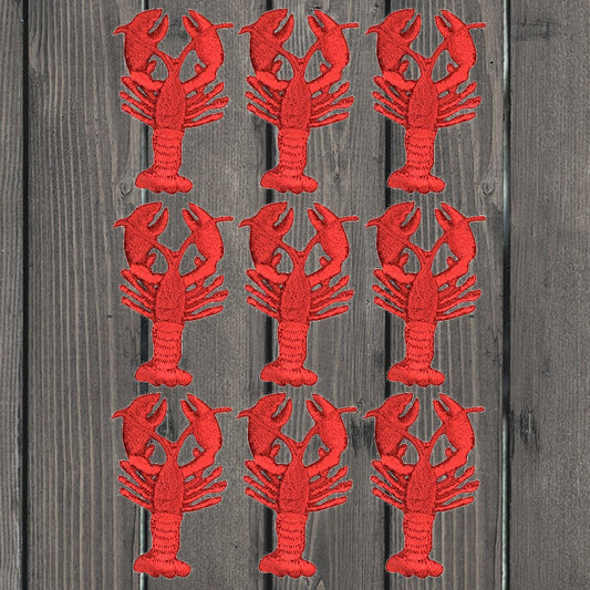 embroidered iron on sew on patch crawfish lobster 9 pack