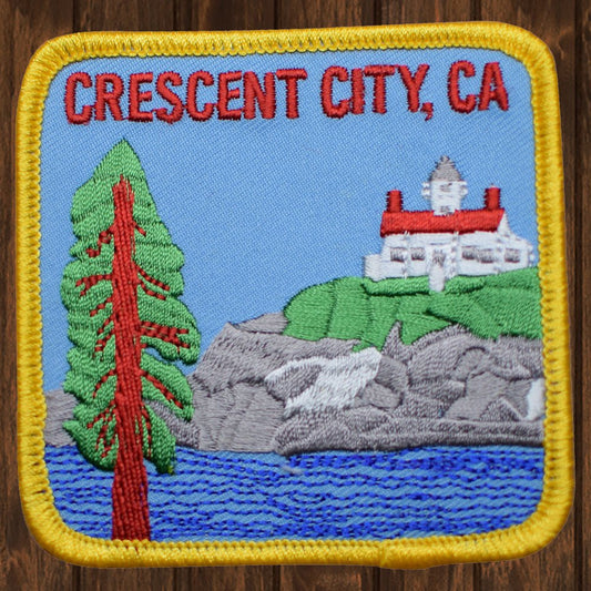 embroidered iron on sew on patch crescent city california shield