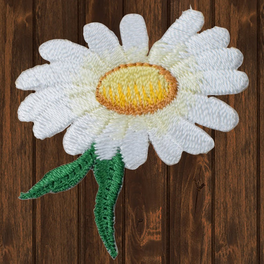 embroidered iron on sew on patch daisy short leaves