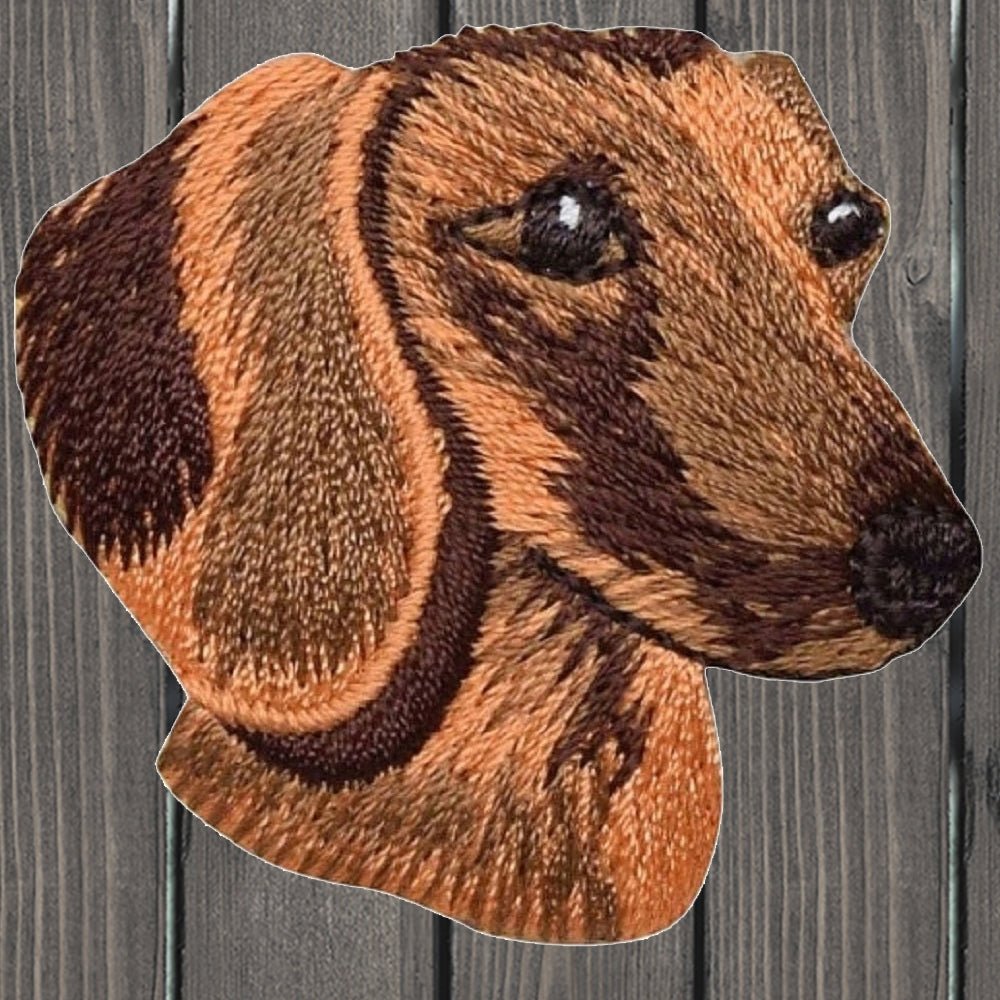 embroidered iron on sew on patch dog dachshund head