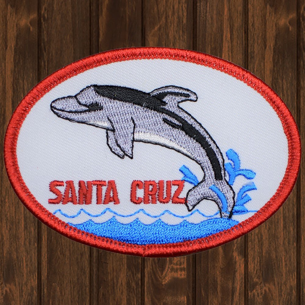 embroidered iron on sew on patch dolphin santa cruz