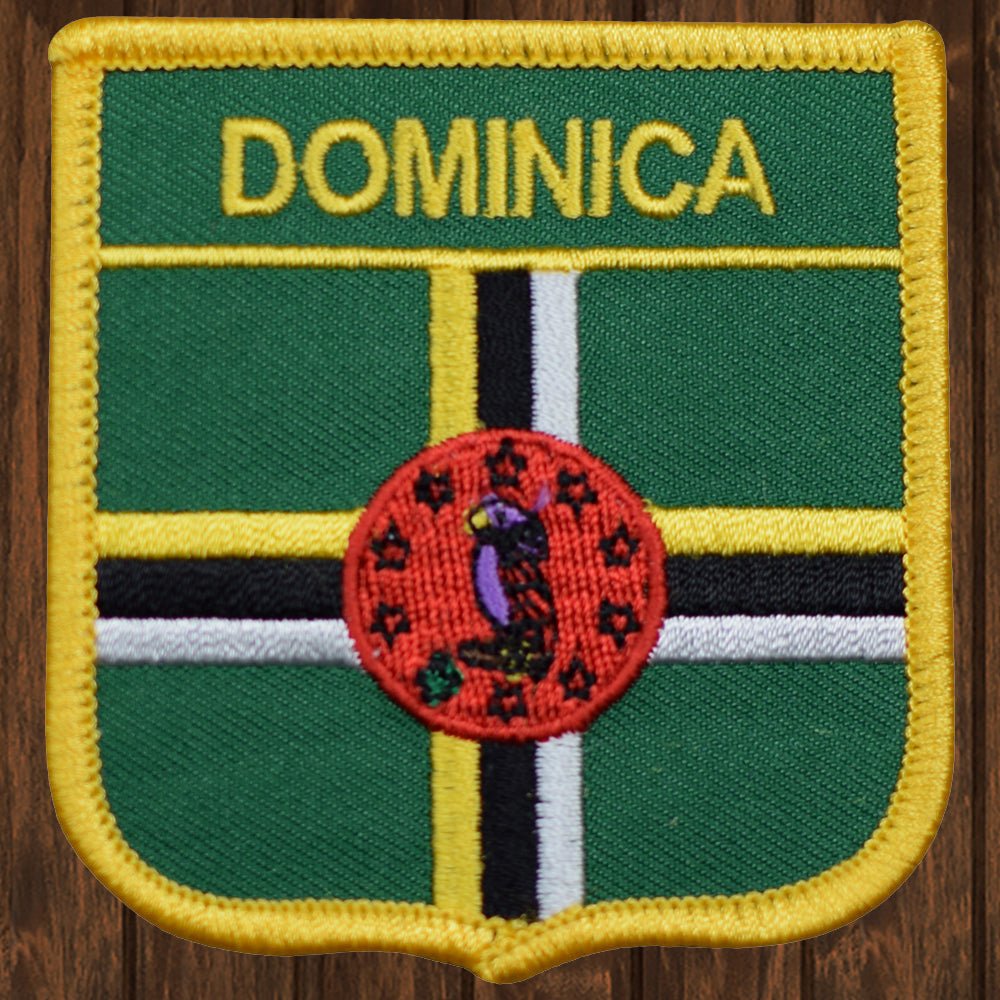 embroidered iron on sew on patch dominica