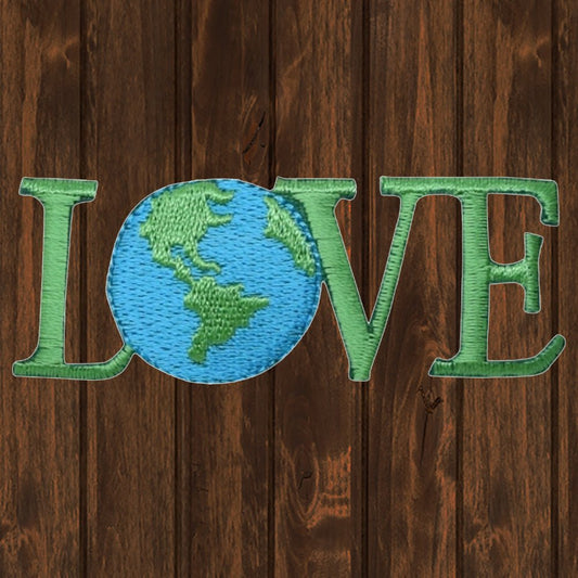 embroidered iron on sew on patch earth globe world ecology love