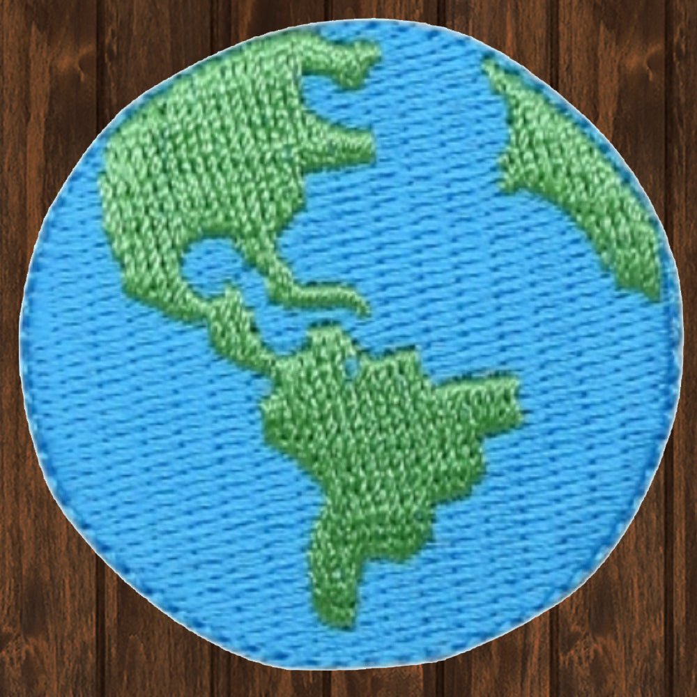 embroidered iron on sew on patch earth globe world ecology