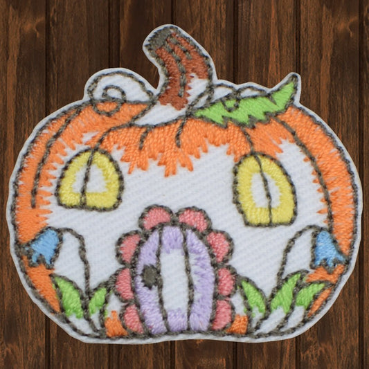 embroidered iron on sew on patch fairy pumpkin